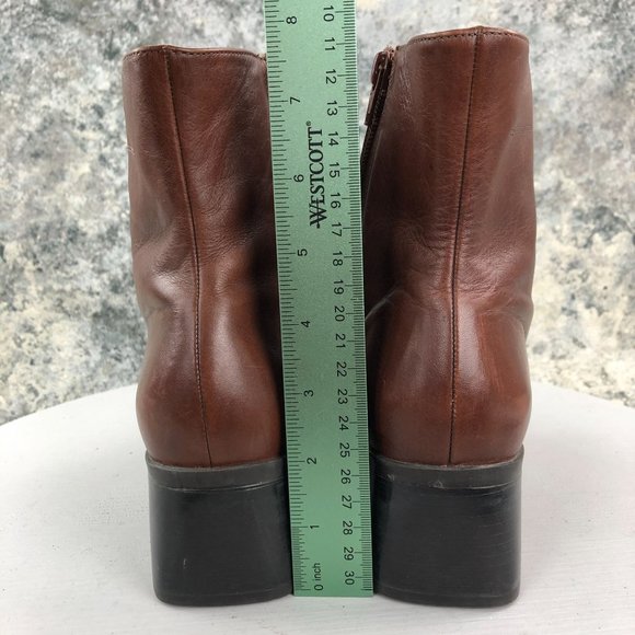 Naturalizer Women's Size 8M Brown Leather Block Heel Side Zip Ankle Booties - Picture 7 of 12